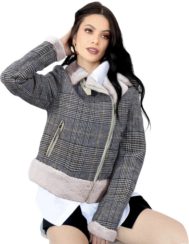 Chamarra Vintage Glamur Mujer Afelpada Caf&eacute; Med... image number null