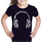 Camiseta Word Art Para Ni&ntilde;a - Aud&iacute;fonos Con Nota Musical - Negro