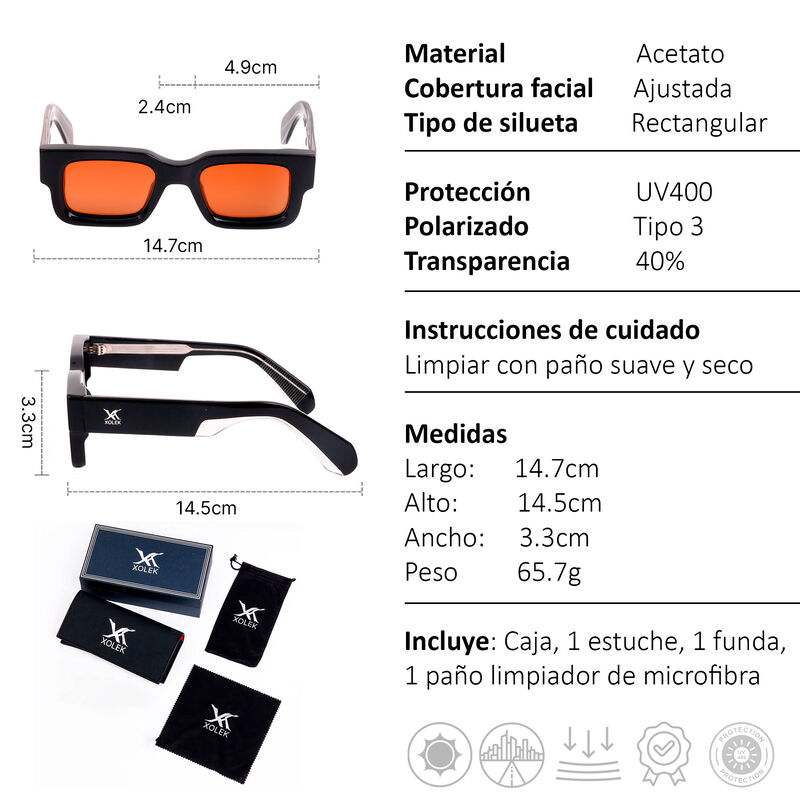 Lentes De Sol Xolek 101 Acetato Uv Polarizado image number null