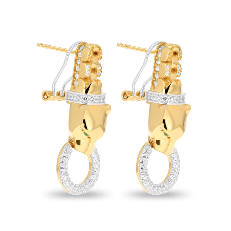 Aretes De Pantera De Oro Amarillo Con Blanco 14... image number null