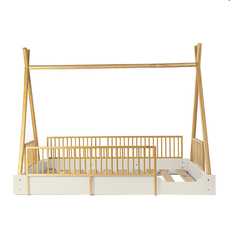 Cama Tipi Montessori de Madera con Barandales R... image number null