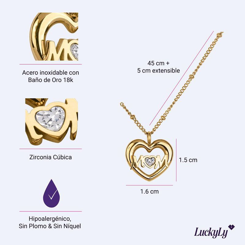 Collar Mavi LuckyLy Acero Inoxidable Ba&ntilde;o Oro 1... image number null