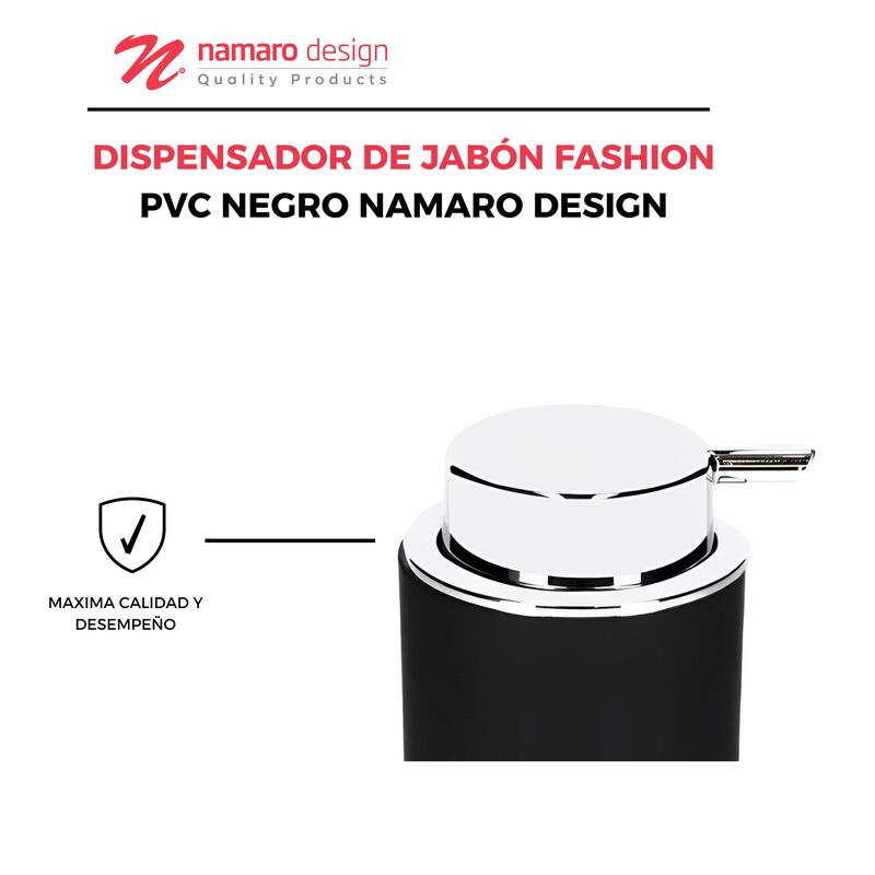 Dispensador De Jab&oacute;n Fashion PVC Negro Namaro D... image number null