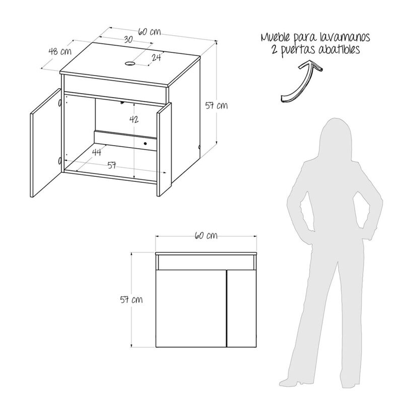 Lavamanos Flotante Kyle, , Vanity de ba&ntilde;o con 2... image number null