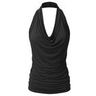 Top sin Mangas Eimin Halter Drapeado Negro Talla L