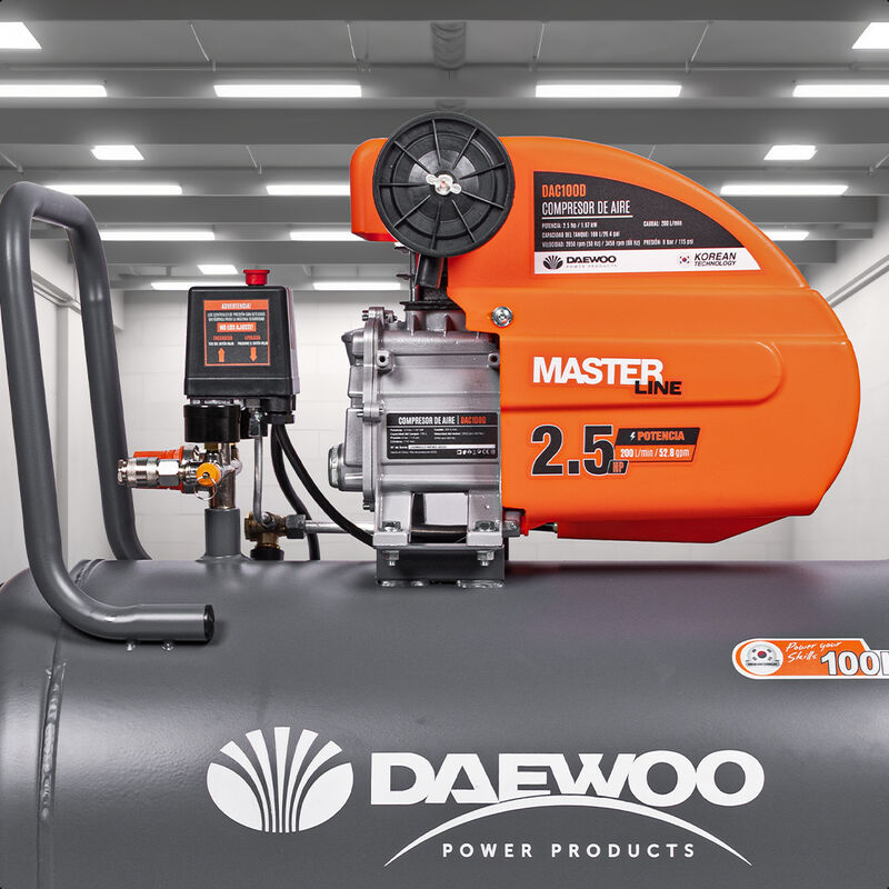 Daewoo Compresor de Aire 100 Litros 2 HP 8 Bar/... image number null