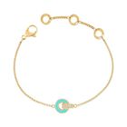 PULSERA NEREIDA CADENA CHAPADA EN ORO Y CHARM TURQUESA CON ZIRCONIAS