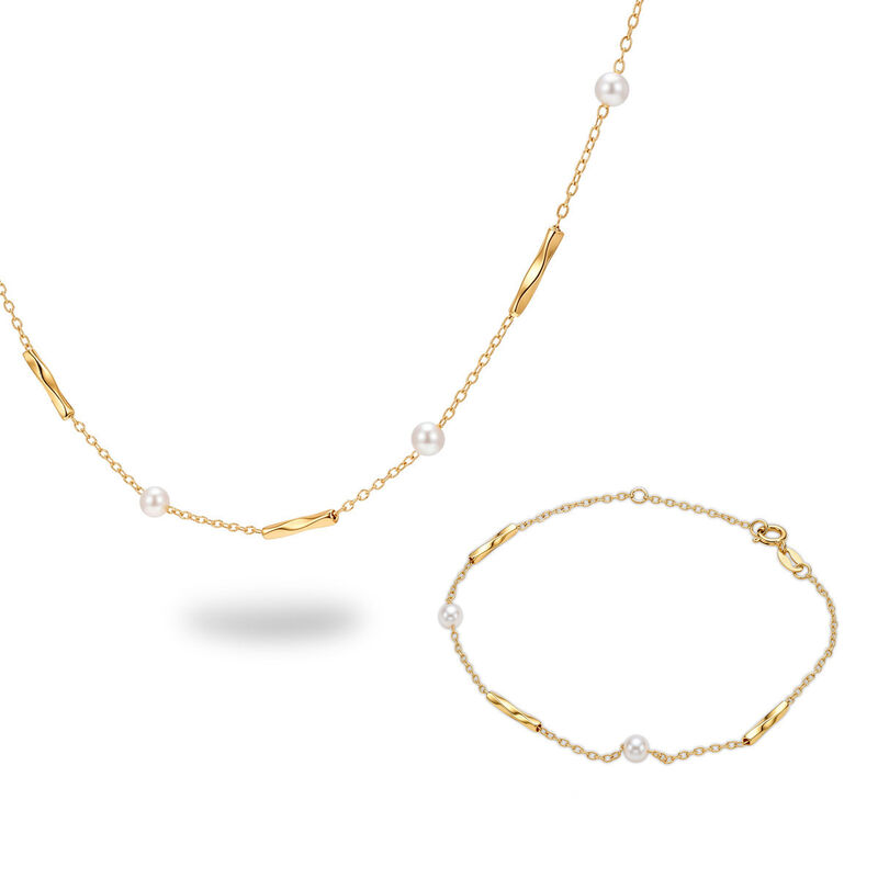 Juego De Oro Diamantado 10k Con Perlas | Bizzar... image number null