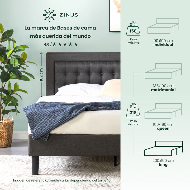 Zinus Dachelle | Base De Cama King Con Cabecera... image number null
