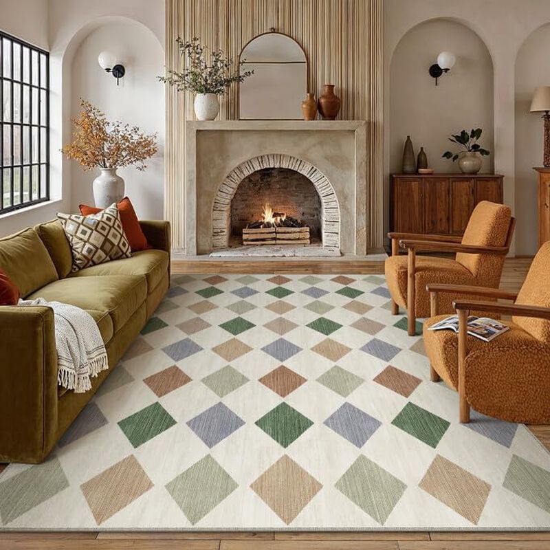 Alfombra Purecozy 244x152 Cm Lavable Cuadricula... image number null