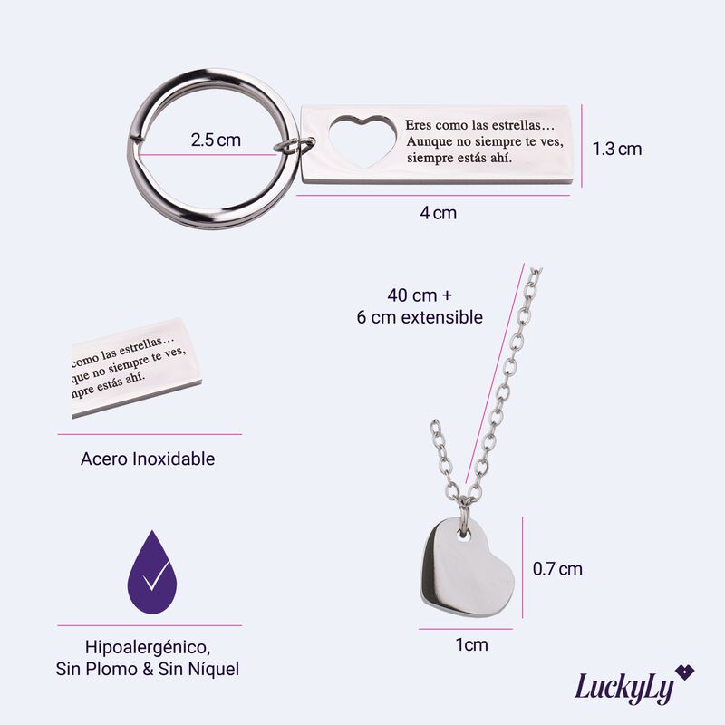 Llavero Collar Coraz&oacute;n, Regalos Mujer Parejas N... image number null