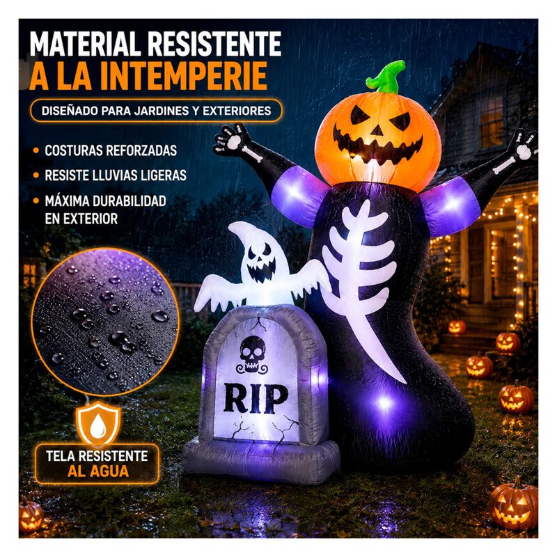 Inflable Halloween Calabaza Esqueleto Tumba Fan... image number null