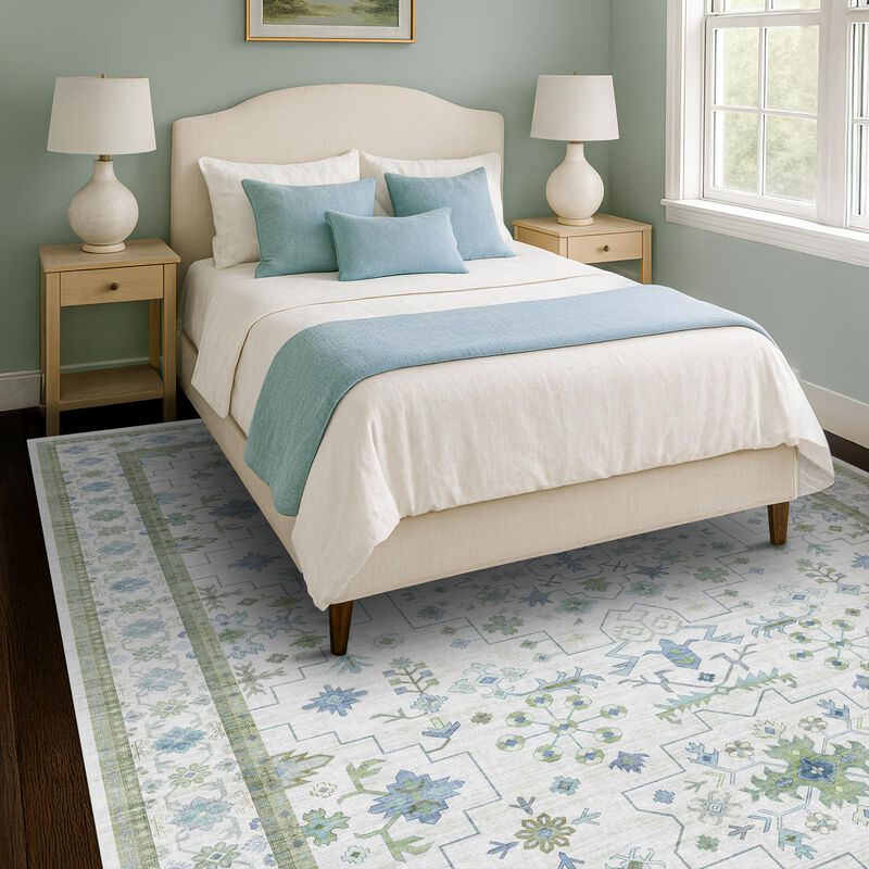Alfombra Hazo Haus 7x9 Crema Boho Floral Lavabl... image number null