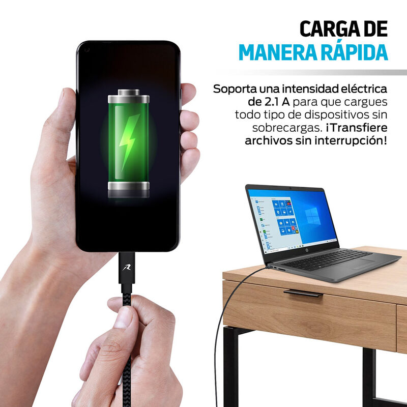 Cable USB C Extra Largo de Nylon Ultra Resisten... image number null