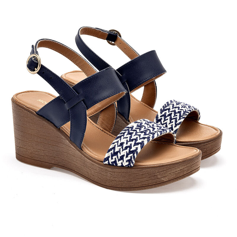 Moramora sandalia cu&ntilde;a para mujer marino beige ... image number null