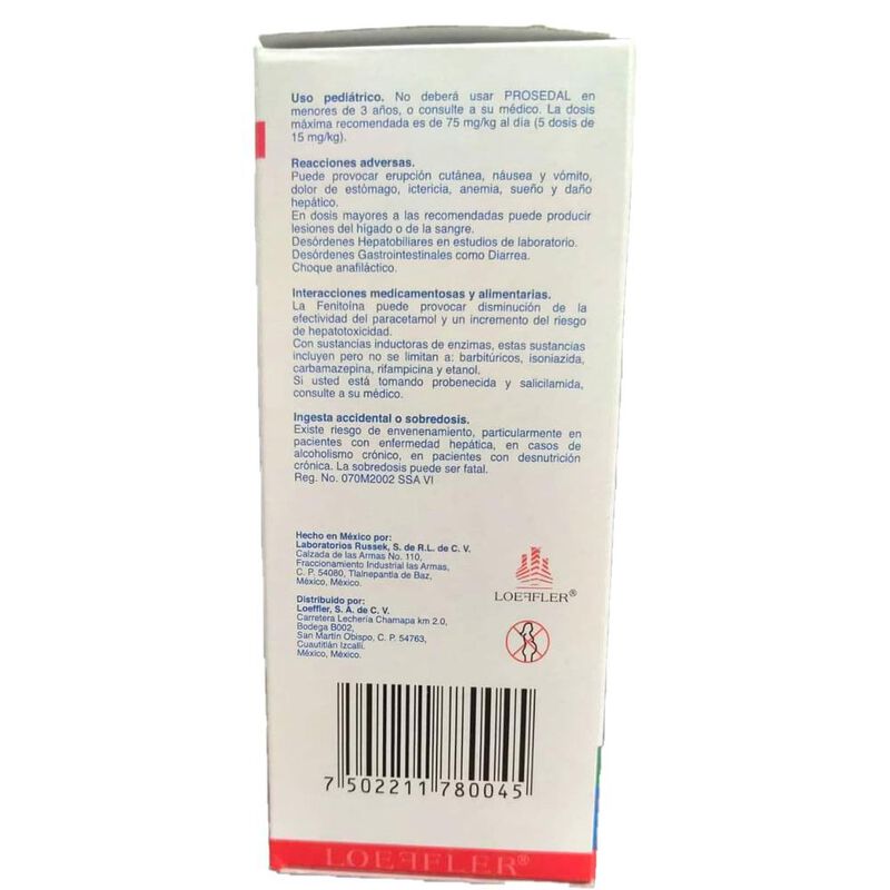 Prosedal Jarabe Infantil Fiebre y Dolor Paracet... image number null