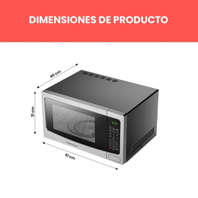 Horno de Microondas Acero Inox Chefman 1.1 Pie... image number null