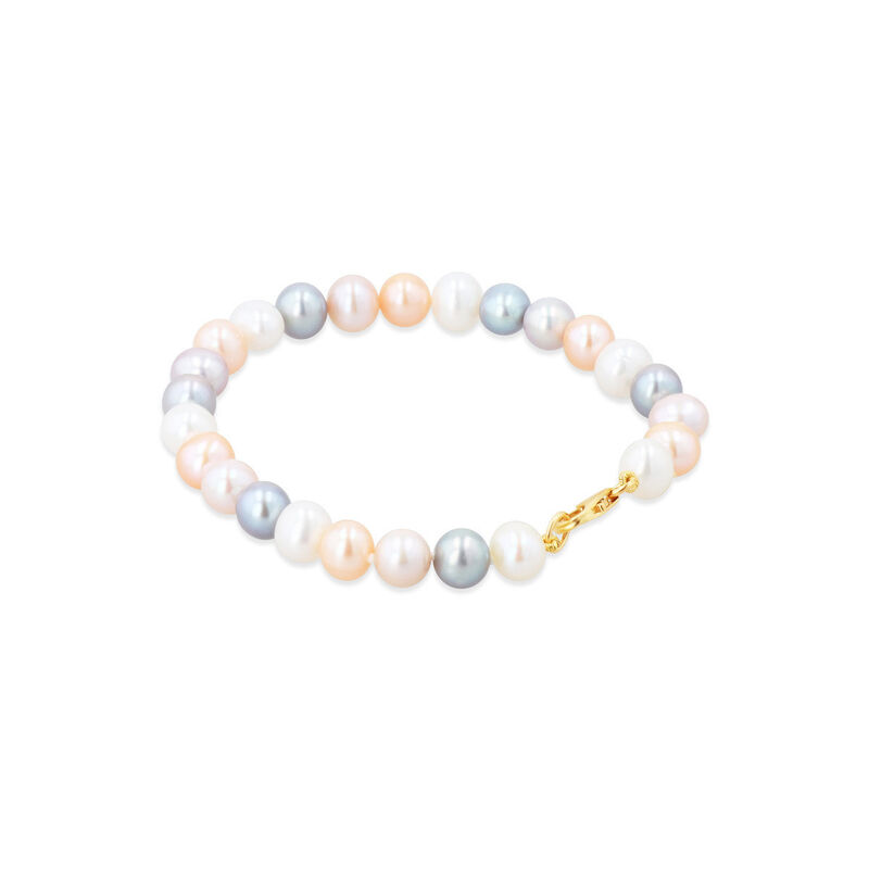 Pulsera Oro Amarillo 14k Con Perlas Multicolor image number null