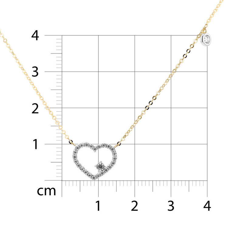 Gargantilla Coraz&oacute;n Bicolor 10k Con Zirconias (... image number null