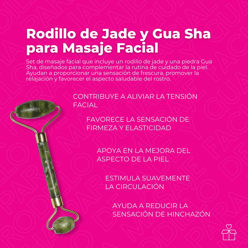 Rodillo Masaje Facial de Jade Y Gua Sha Esp&aacute;tul... image number null