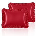 Funda De Almohada Homiest Queen Rojo Con Volado De Sat&eacute;n - Pack De 2