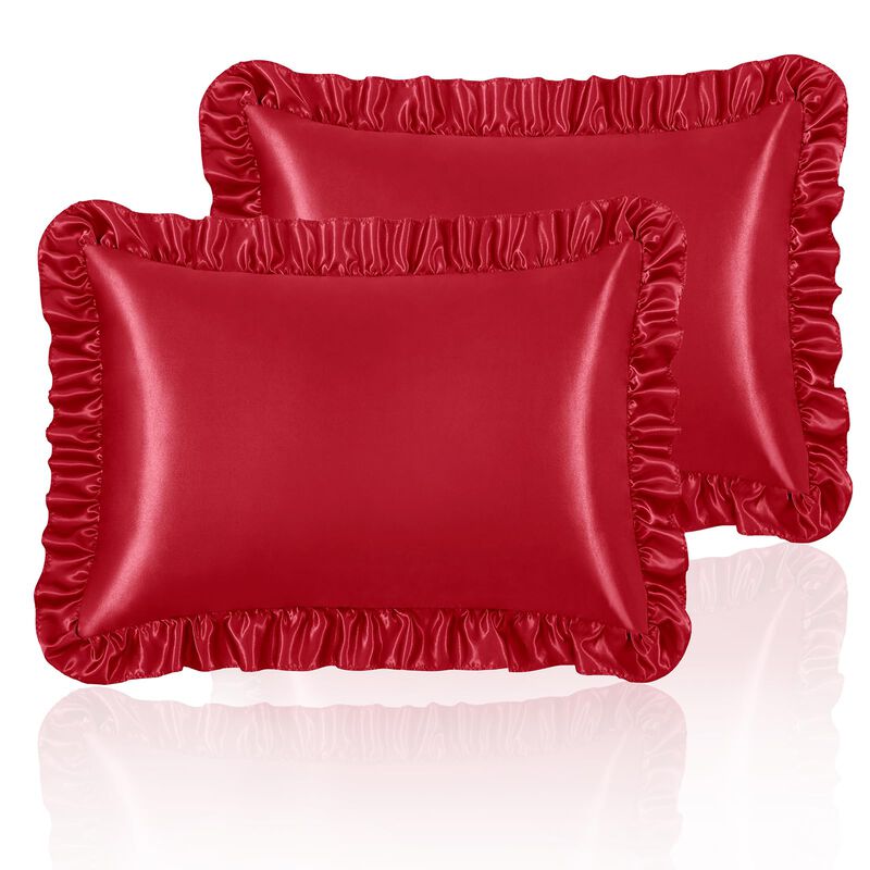 Funda De Almohada Homiest Queen Rojo Con Volado... image number null