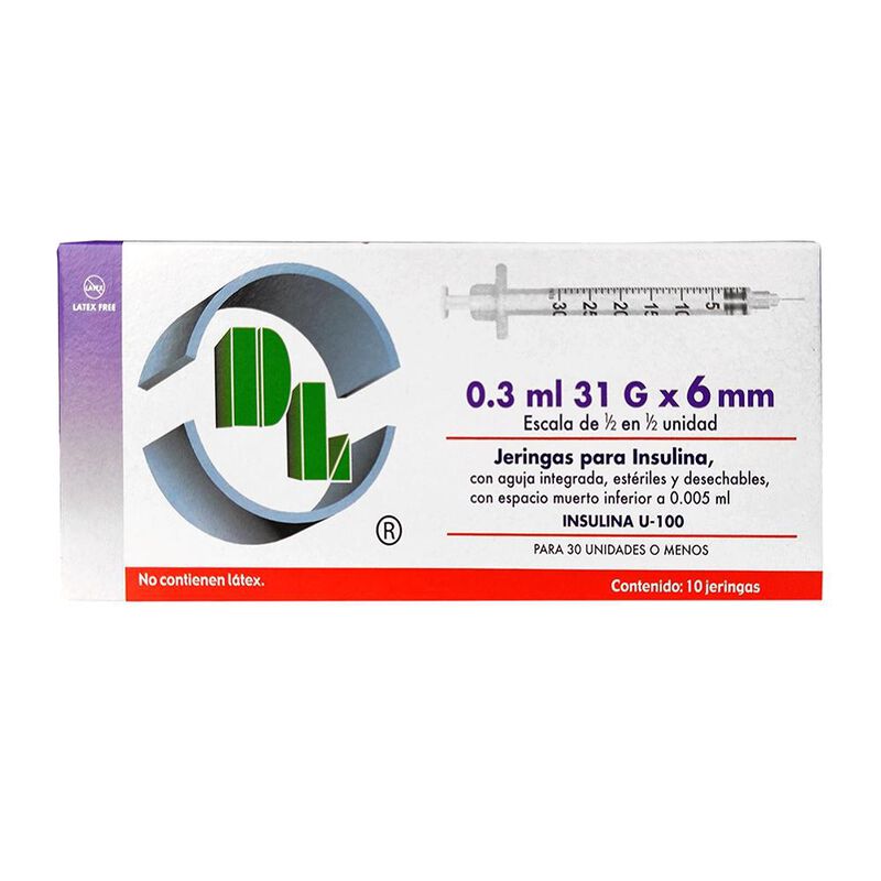 Jeringa Para Insulina Dl 0.5ml 31g X 6mm 10pz image number null