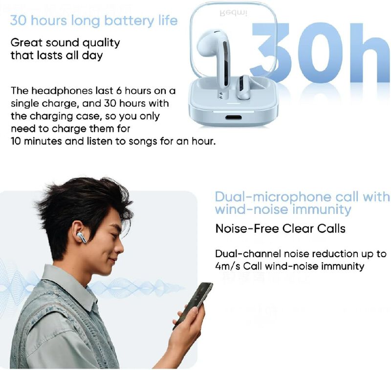 Aud&iacute;fonos Inal&aacute;mbricos Redmi Buds 6 Active - Az... image number null