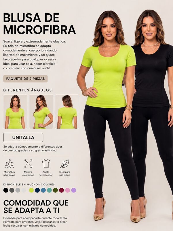 Pack De 2 Blusas De Microfibra Para Mujer Bl-10... image number null