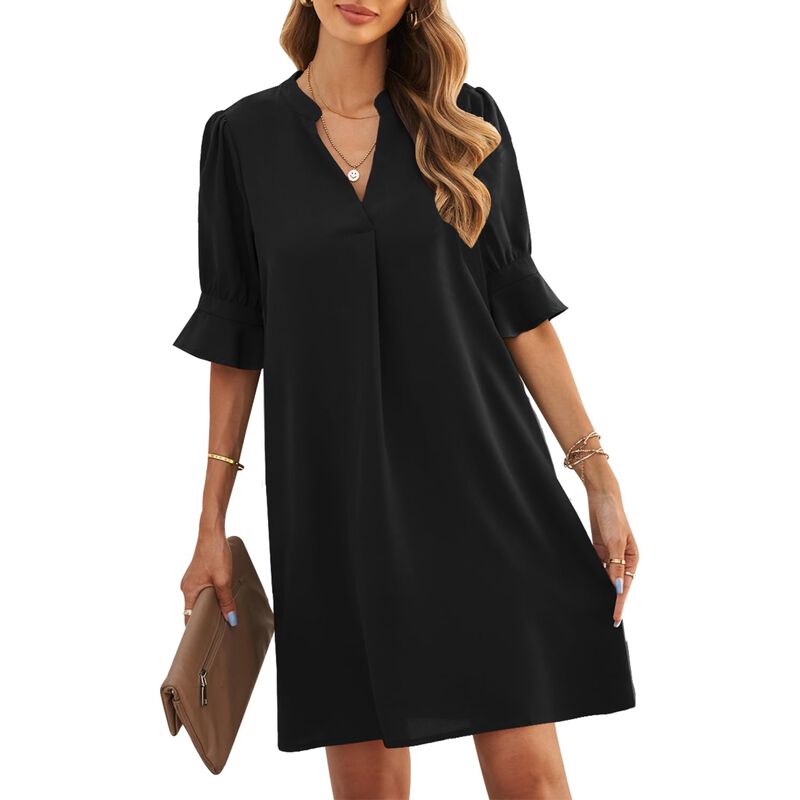 Vestido Jocafiye Negro Escote V Mangas Cortas X... image number null