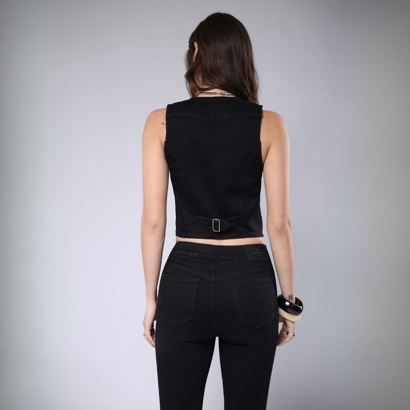 Pantal&oacute;n Boot Cut Negro Mujer Gabardina Stretch image number null