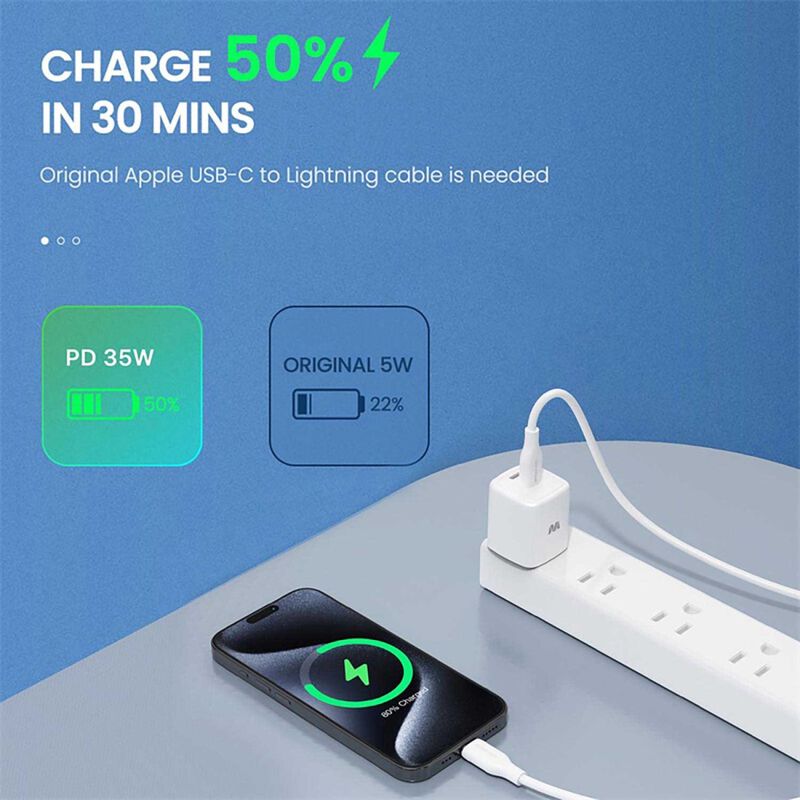 Cargador Ac Mybat Dual Usb-c 35w Gan Universal ... image number null