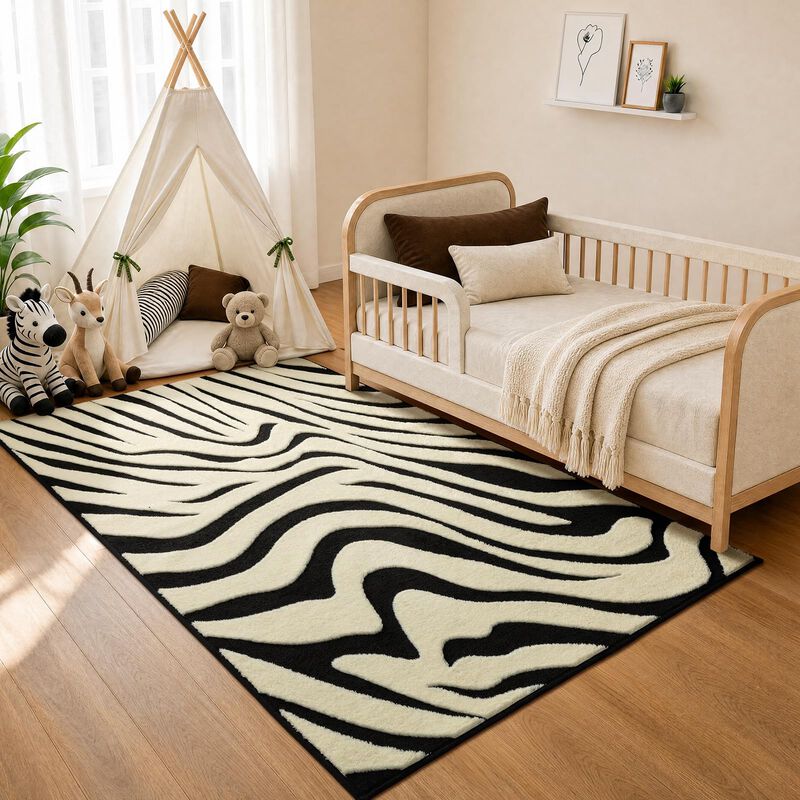 Alfombra Yihouse 91 Cm X 152 Cm Cebra Lavable A... image number null