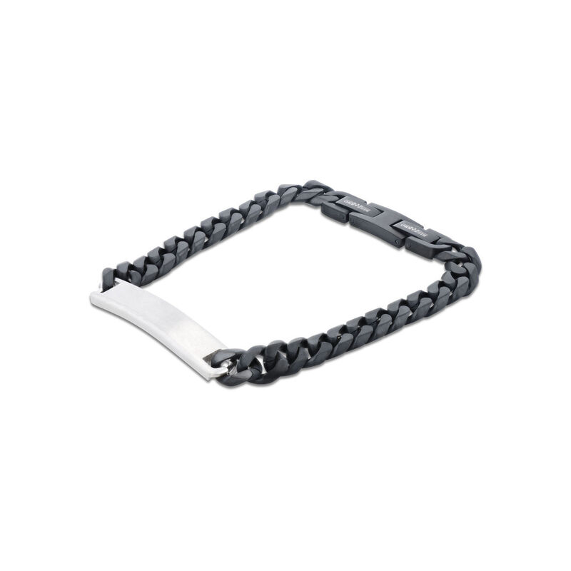 Esclava De Acero Color Negro Con Placa En Color... image number null