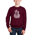 Sudadera De Cuello Redondo Word Art Para Ni&ntilde;o - Rock Guitar Head - Granate