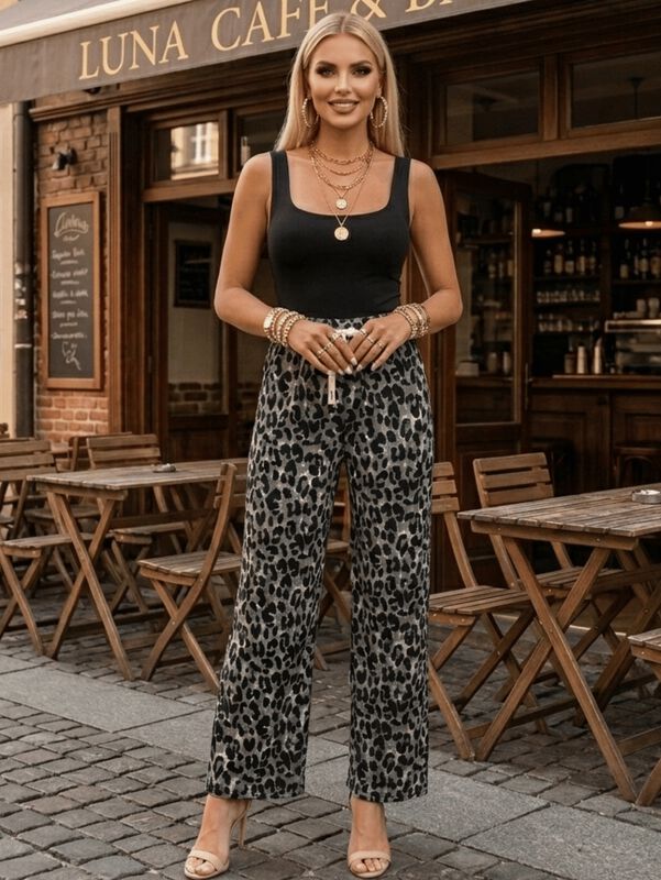 Set De Dos Pantalones De Mujer De Corte Ancho M... image number null