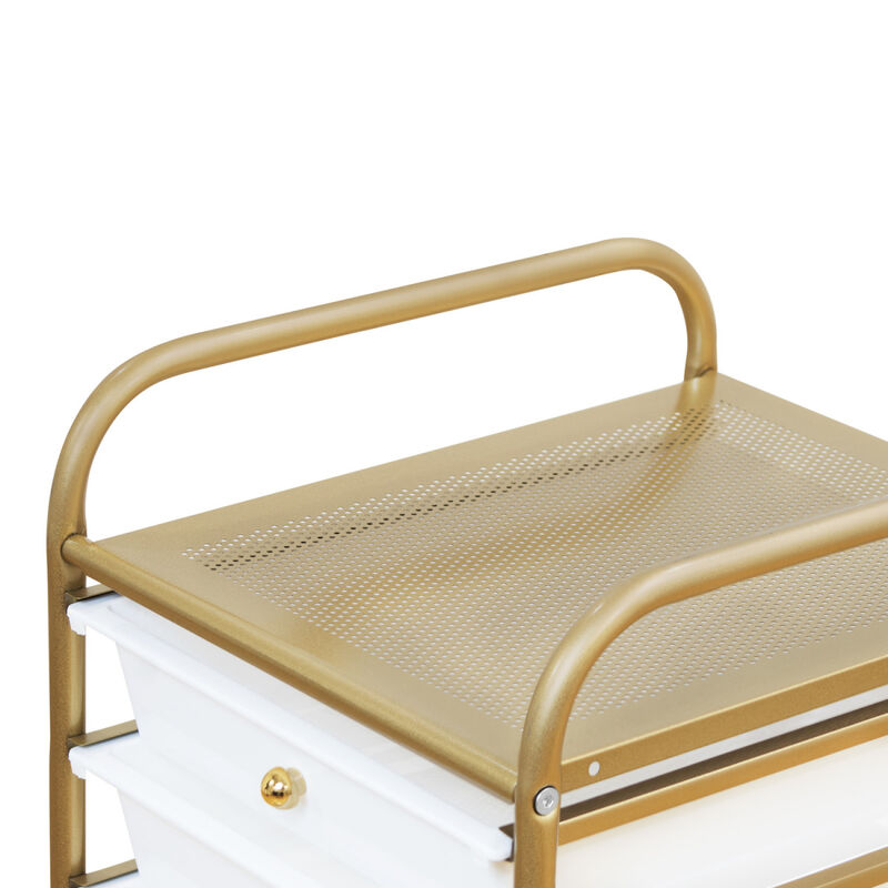 Carrito Organizador Multiusos  Blanco / Dorado ... image number null