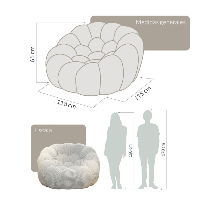 Sill&oacute;n Espuma Alta densidad SKAND Light Beige 1... image number null