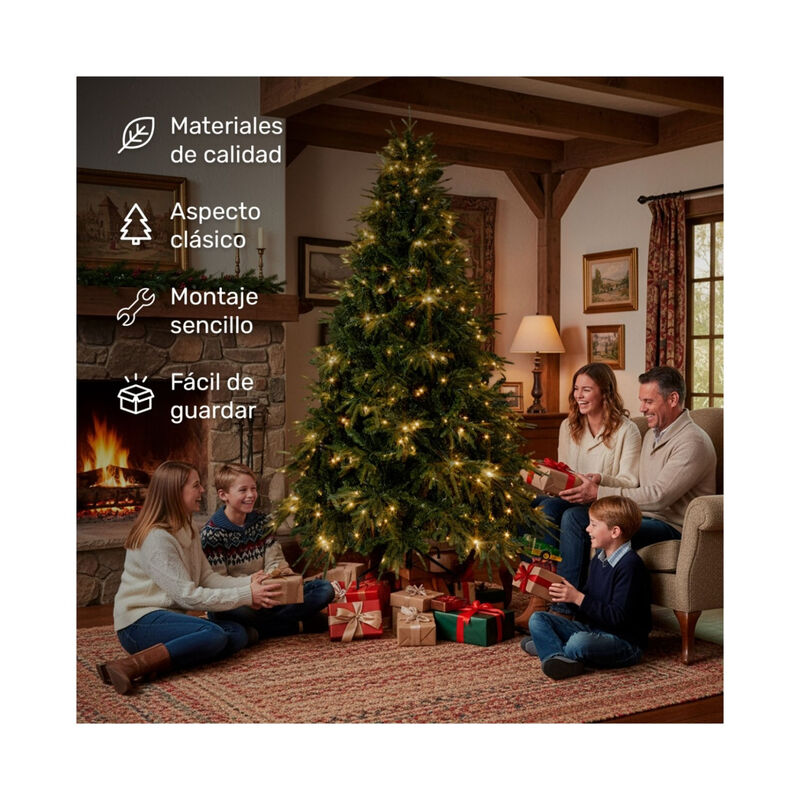 Arbol Navidad Luces Led 2.20m Pino Navide&ntilde;o Fro... image number null