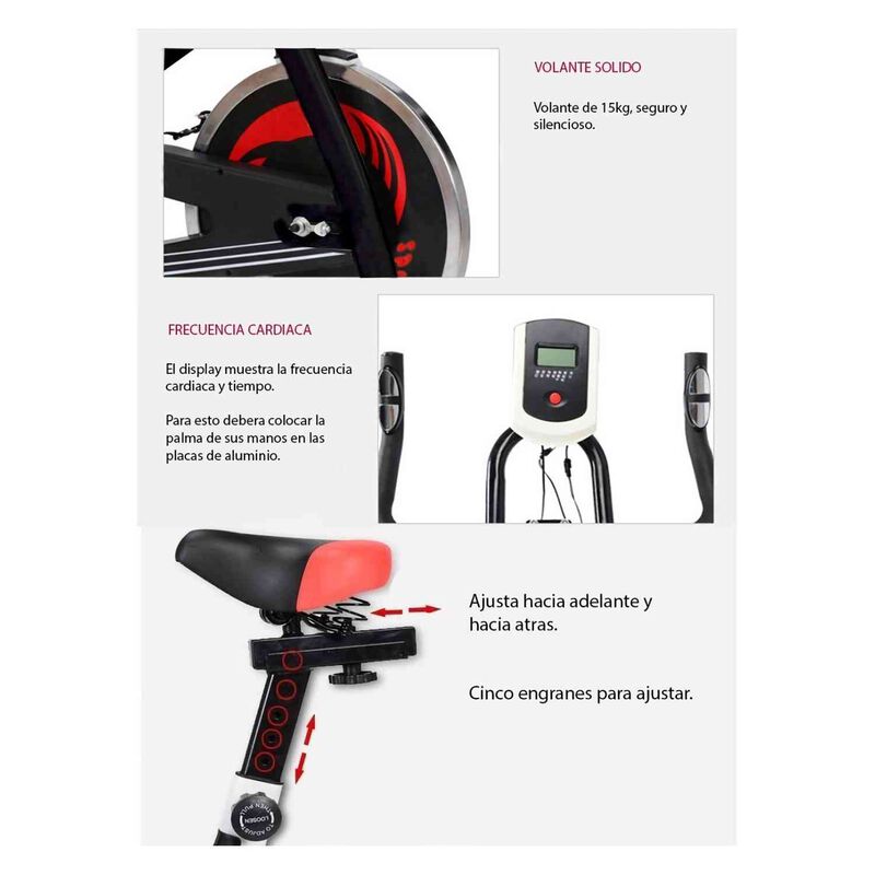Bicicleta Spinning Fija 6kg Hogar Fitness Cardi... image number null