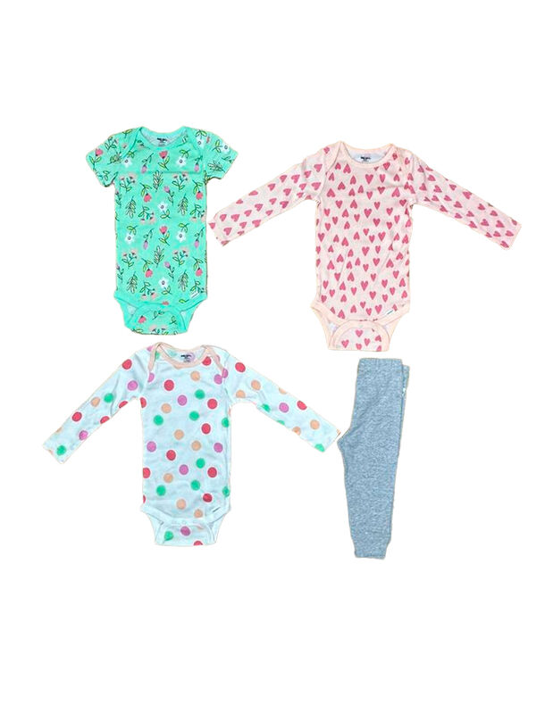 Kit 4 Piezas Bebé Niña Onesies Pañaleros y Pant... image number null