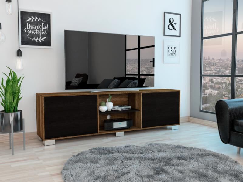 Mesa Para Tv Clasic Cobre Y Wengue Virtual Mueb... image number null