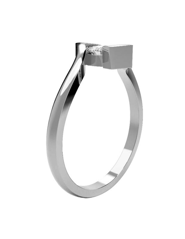 Anillo de Compromiso en Oro Blanco 14K con Diam... image number null