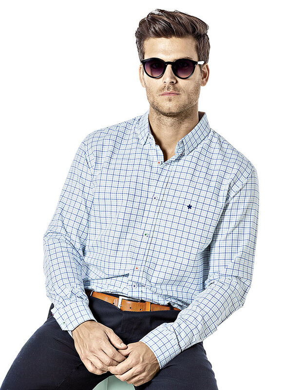 Mora Urban Camisa para hombre azul blanco image number null