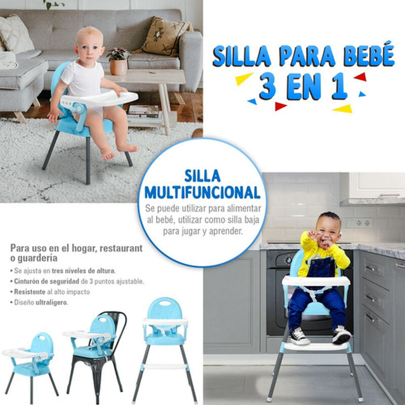 Silla Periquera Alta Bebe Plegable 3 En 1 Bande... image number null