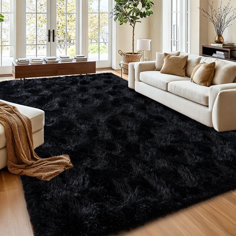 Alfombra Mugorn 254 cm X 356 cm Negra De Pelo L... image number null