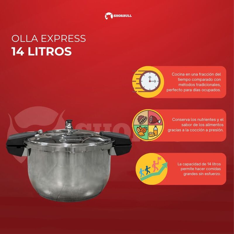 Olla Express 14 Litros Acero Inoxidable Shorbul... image number null