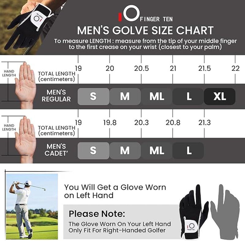 Guante De Golf Para Hombre, Finger Ten  Mano Iz... image number null