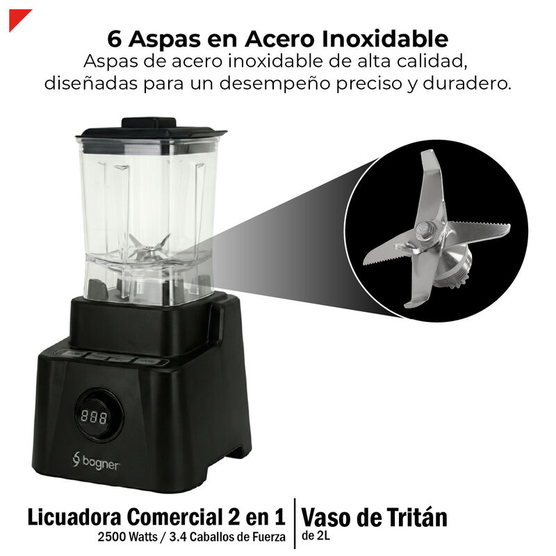 Bogner Licuadora 2 En 1 2500w Trit&aacute;n 2l + Vaso ... image number null