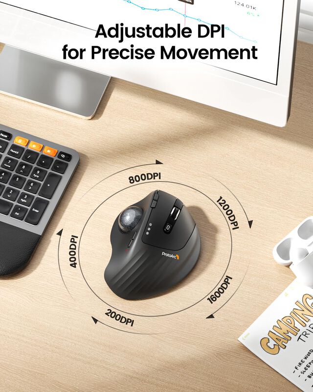 Rat&oacute;n Trackball Inal&aacute;mbrico Protoarc Em01nl Blu... image number null